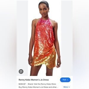 Ronny Kobo Jo Open-Back Sequin Mini Dress. NWT! Size Small.